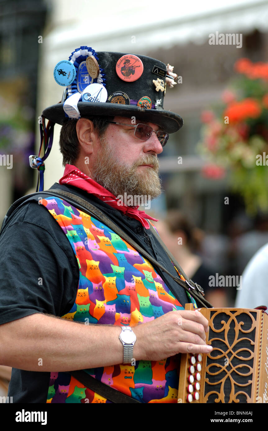 Morris Tanzmusiker auf Warwick Folk Festival Stockfoto