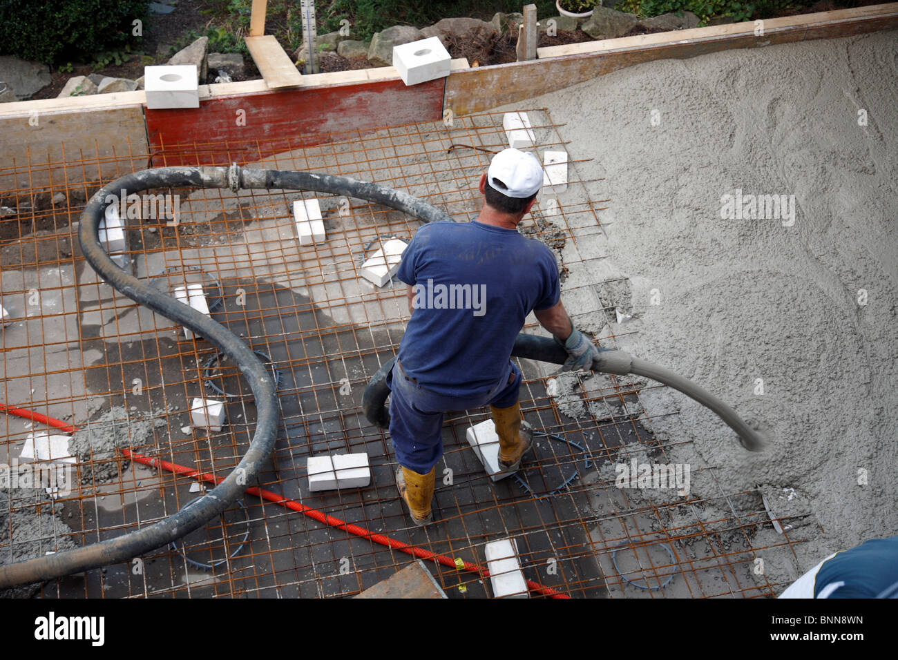 Bau Industrie Überbau Arbeit Baustelle Gebäude Werke Strukturarbeiten Handwerk Handel Berufsleben Stockfoto