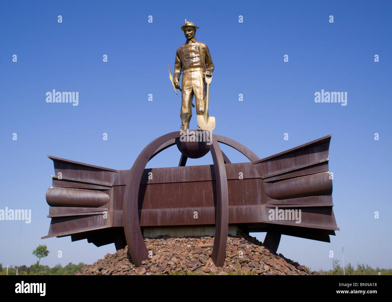 Stahl-Mann-Statue in Minnesota Chisolm Stockfoto
