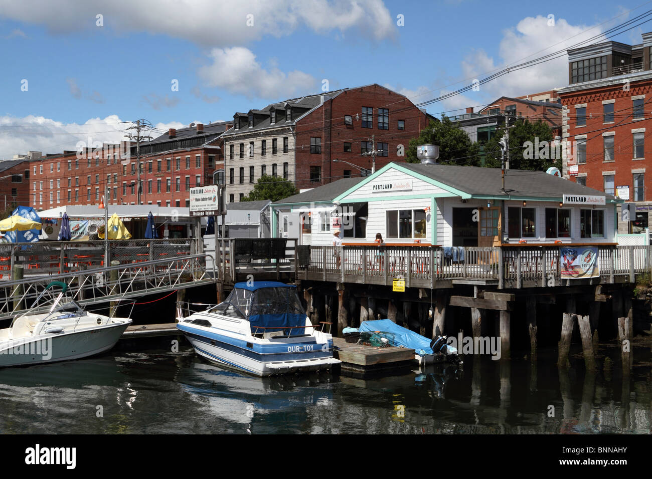 Ein Blick auf die Portland, Maine, USA, am Wasser. Stockfoto