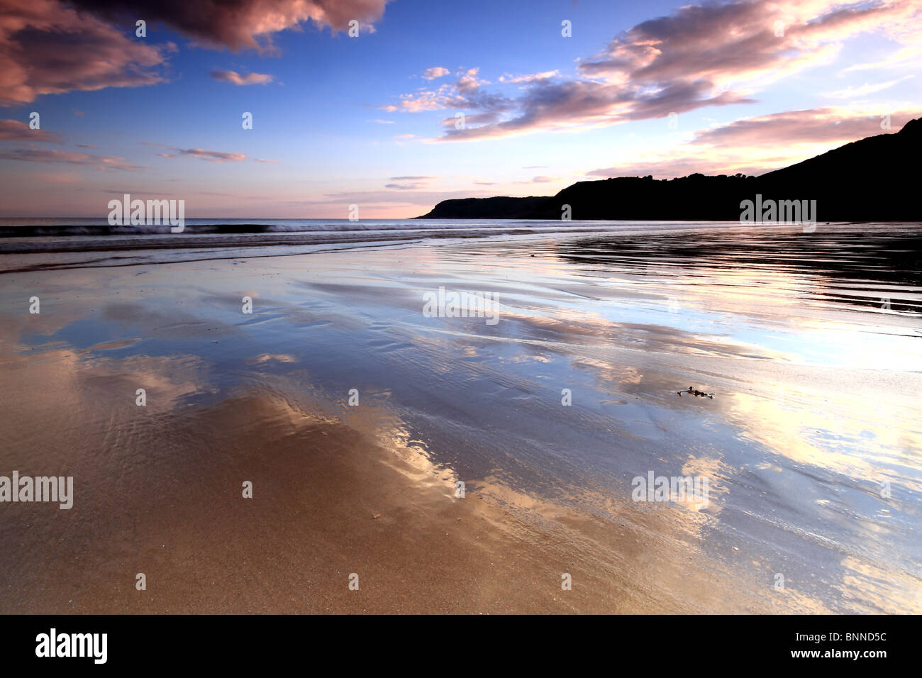 Sonnenuntergang von Caswell Bucht Stockfoto