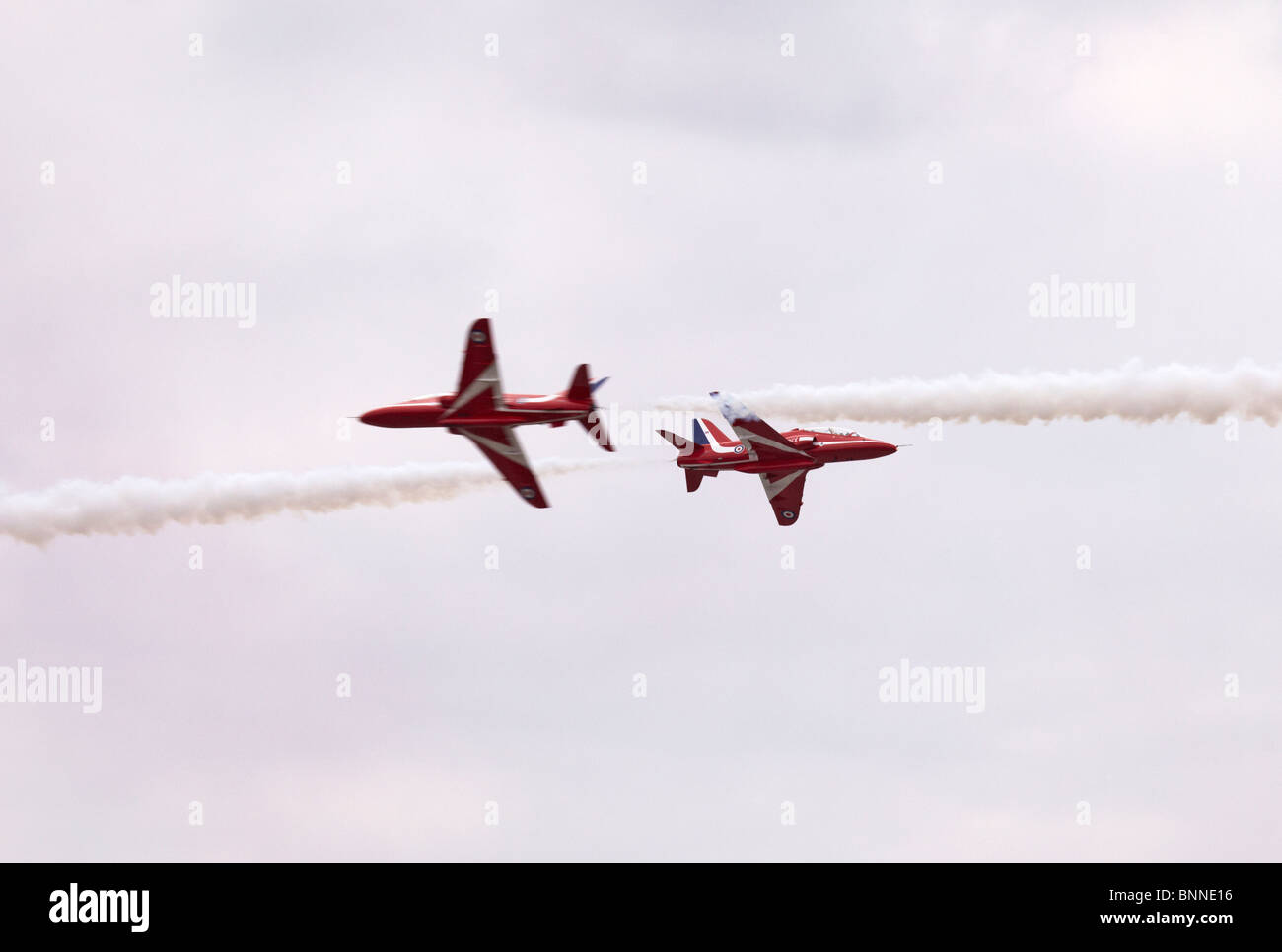 Farnborough Red Arrows RAF Hawk Kunstflug Display Team Synchro-Duo Stockfoto