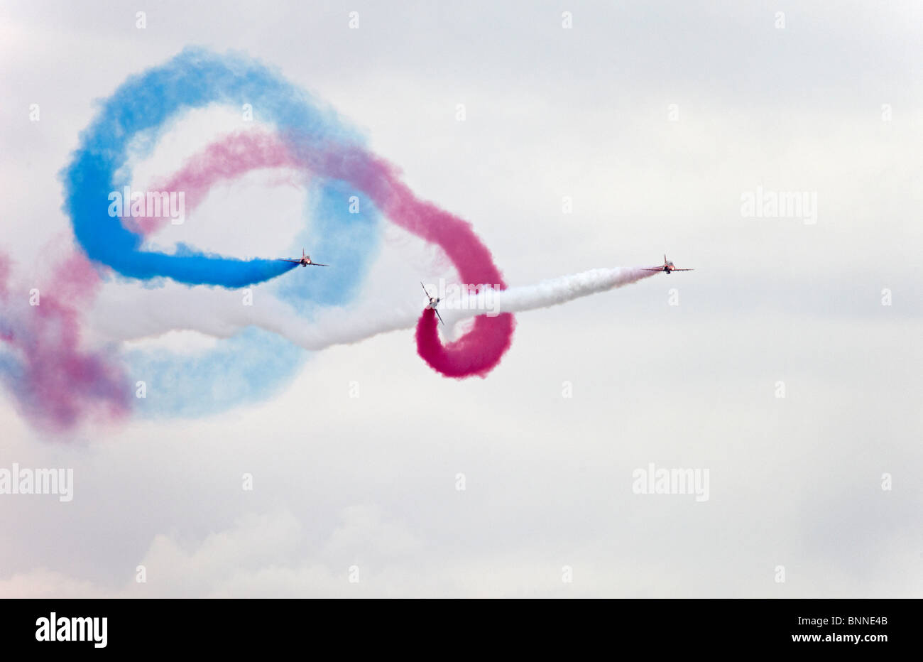 Farnborough Red Arrows RAF Hawk Kunstflug Display team Stockfoto