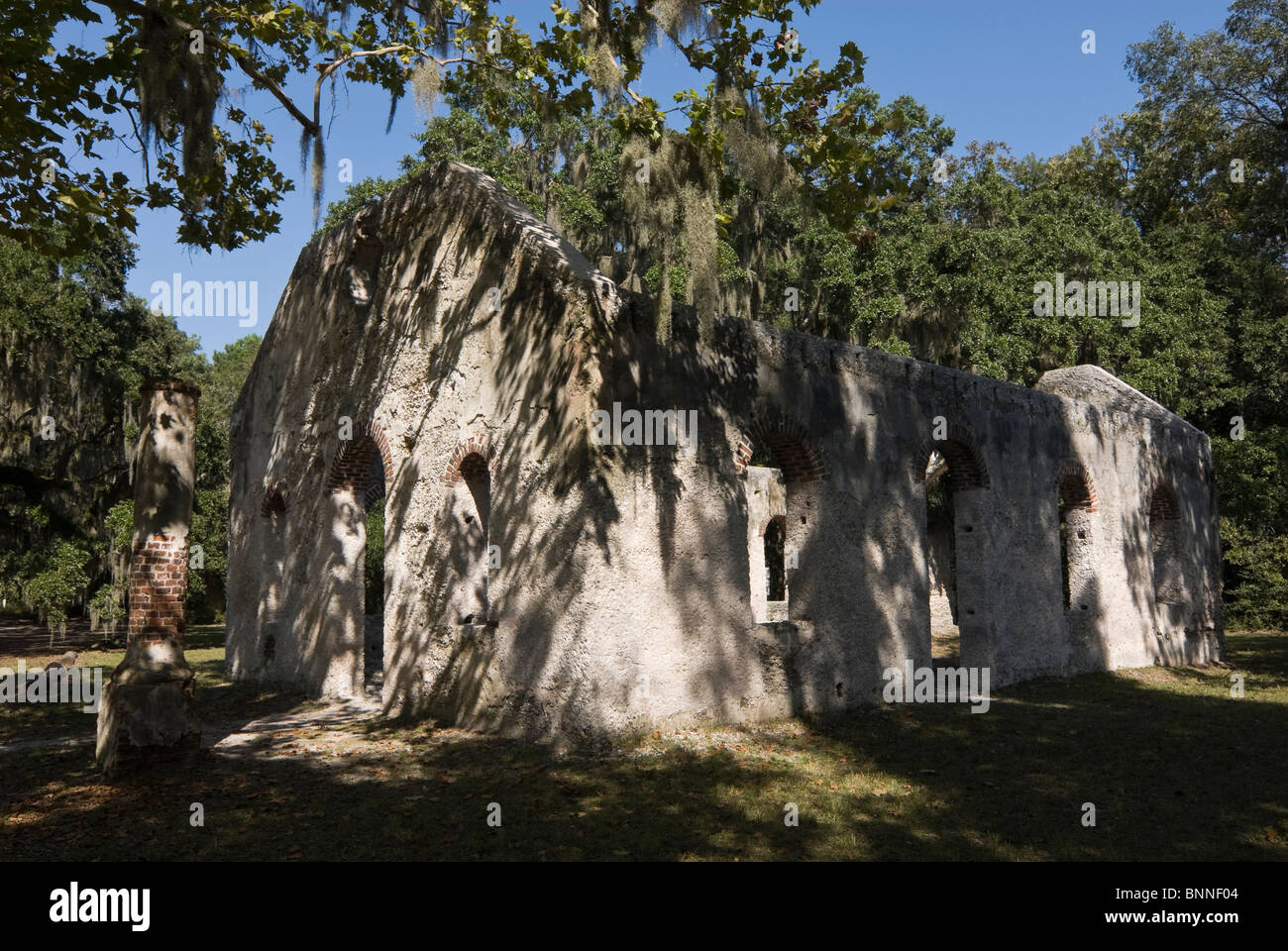 Zerstörten Kapelle von Leichtigkeit, St. Helena Island, Beaufort County, South Carolina, USA Stockfoto