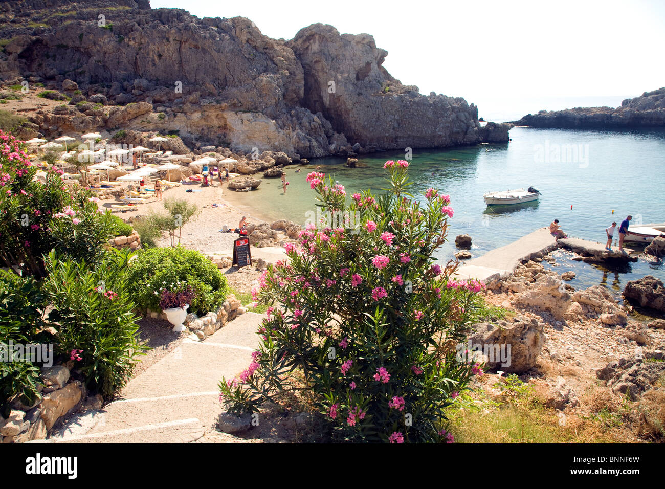 St Pauls Bay, Insel Agios Pavlos, Lindos, Rhodos, Griechenland Stockfoto