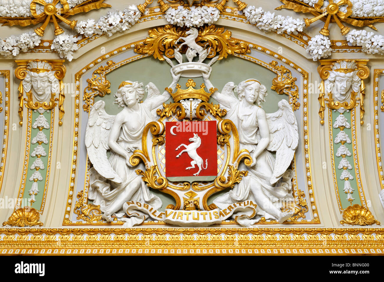 Ballsaal Details, Palazzo Parisio, Naxxar, Malta Stockfoto