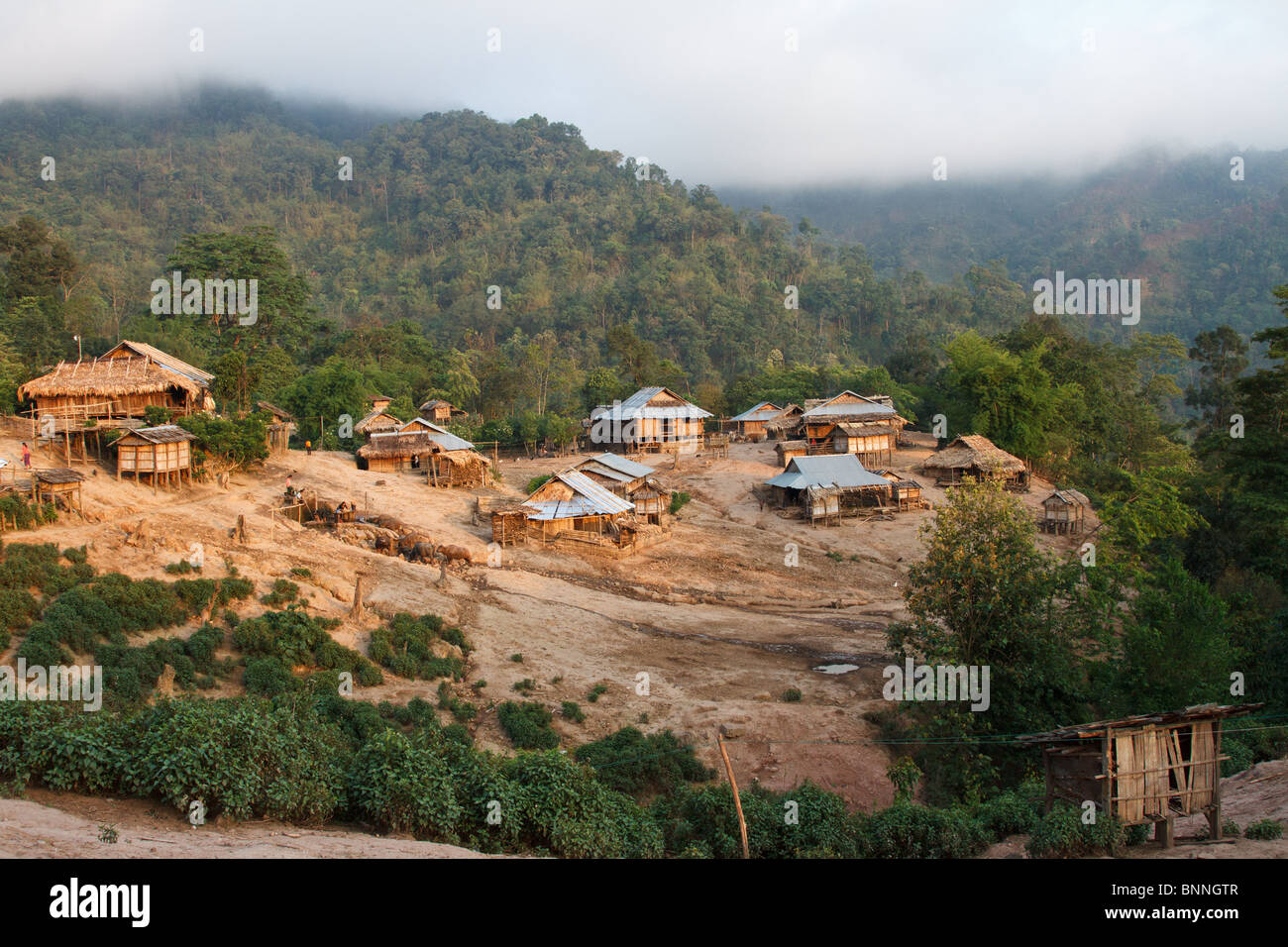 Einem Akha Dorf im nördlichen Laos Stockfoto