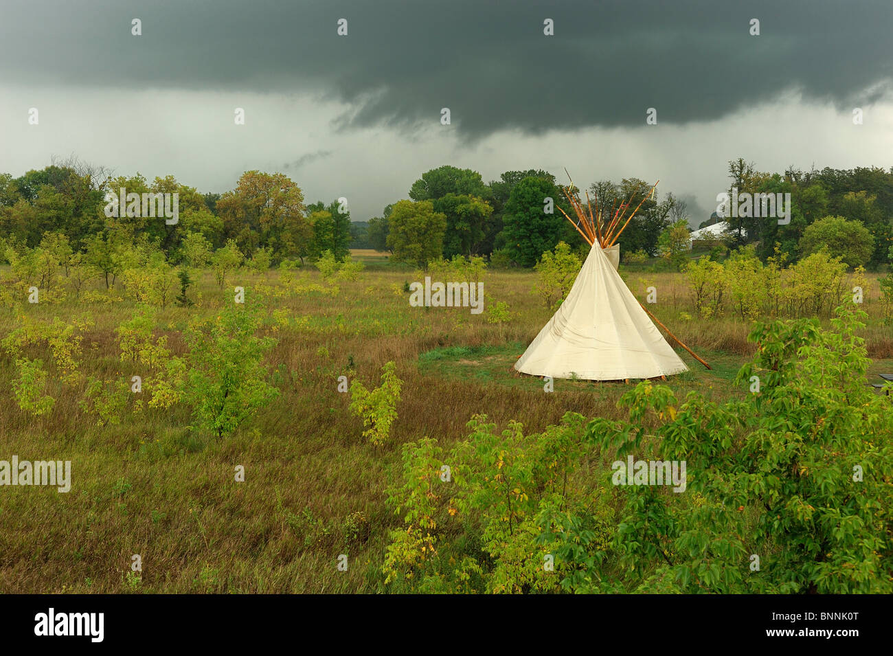 Tipi Indianer Zelt Campingplatz obere Sioux Agentur State Park Granit fällt Minnesota USA Amerika Vereinigte Staaten von Amerika Stockfoto