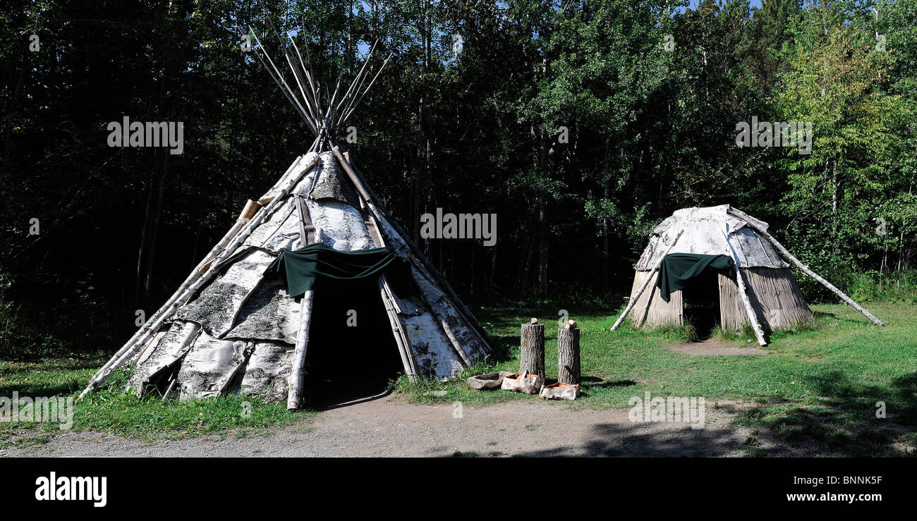 Ojibwe-Indianer Dorf Grand Portage National Monument North Shore Minnesota USA Amerika Vereinigte Staaten von Amerika Amerikaner Stockfoto