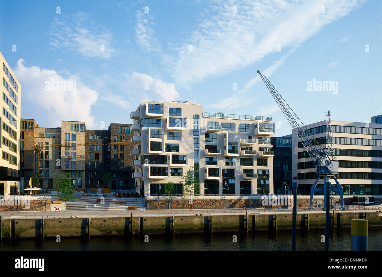 Baufeld 10 ist ein moderner Bau im Hamburger Hafen-City, Das moderne Hauptcampus Baufeld 10 in der Hamburger Hafencity Stockfoto