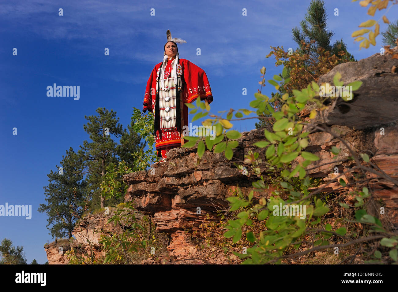 Terra Houska Tracht Lakota Indianer Indian Black Hills, South Dakota USA Vereinigte Staaten von Amerika Stockfoto