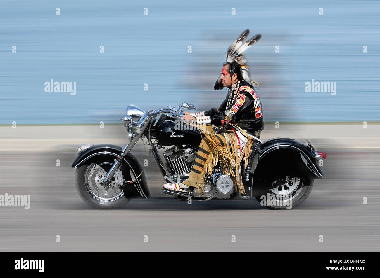 Lakota Künstler Jim Yellowhawk indische Motorrad Native American Indian Black Hills South Dakota USA Amerika Vereinigte Staaten von Stockfoto