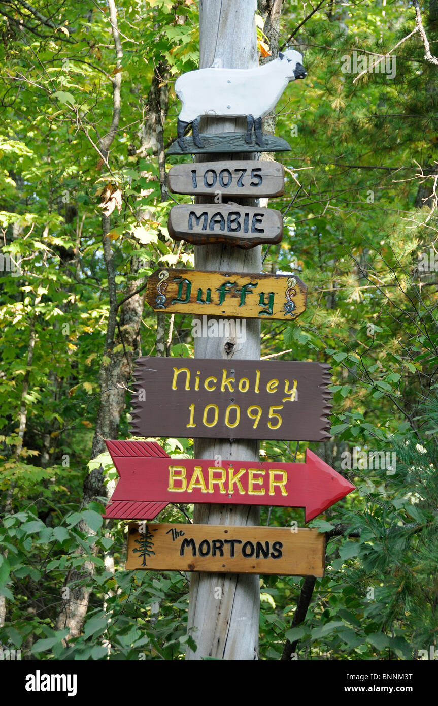 Nördlichen Highland American Legion State Forest Boulder Junction Wisconsin USA unterzeichnet Stockfoto