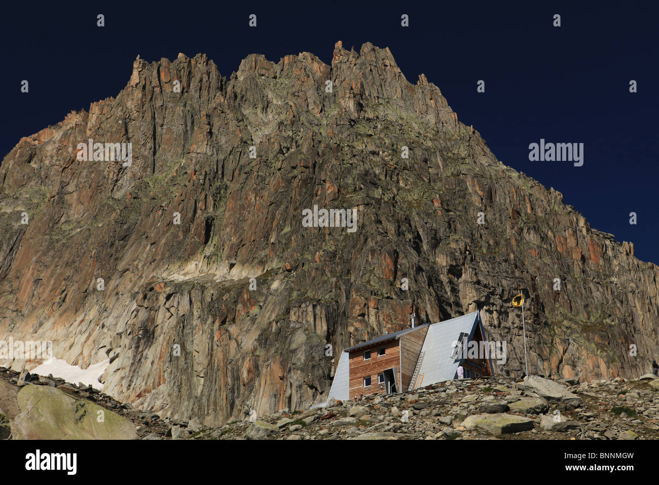 Schweiz Swiss Sidelen Hütte SAC Furka Bereich Feld Galenstock Berge Felsen Klippen Berge Kanton Uri Zentralschweiz Stockfoto