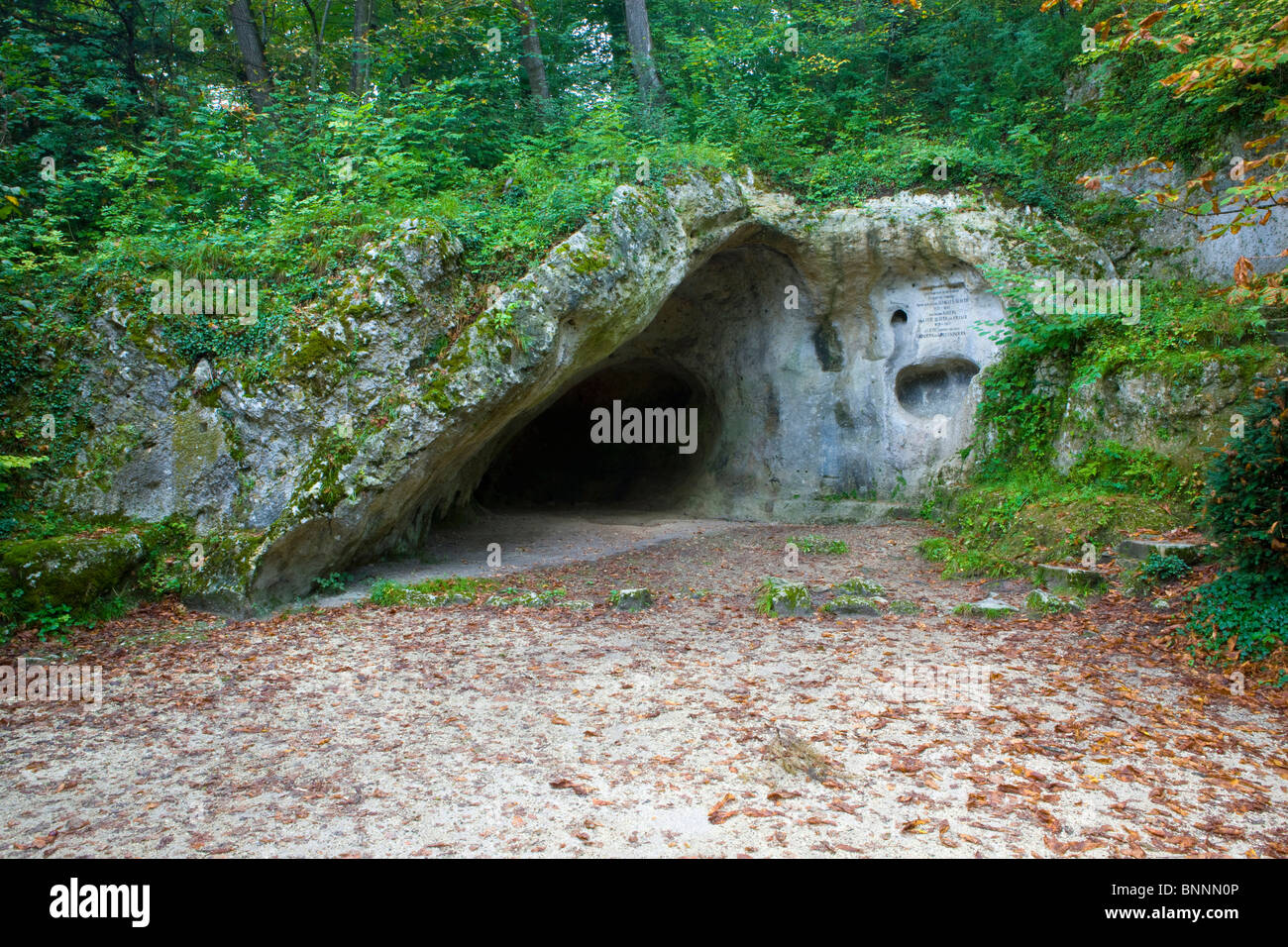 Apollogrotte Arlesheim Basel Region Baselland Eremitage Ermitage Höhlen Grotten Kanton Baselland Natur der Schweiz Stromquelle Stockfoto