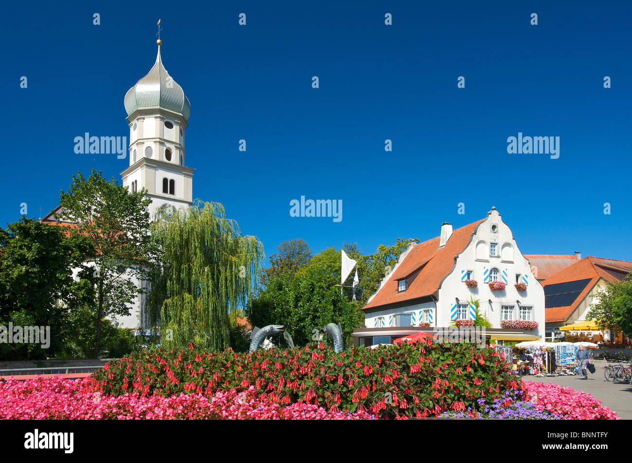 Lake Constance Deutschland Wasserburg Bayern im bayerischen in kirchlichen Architektur Deutsch Deutsch Europa Süd Deutschland Stockfoto
