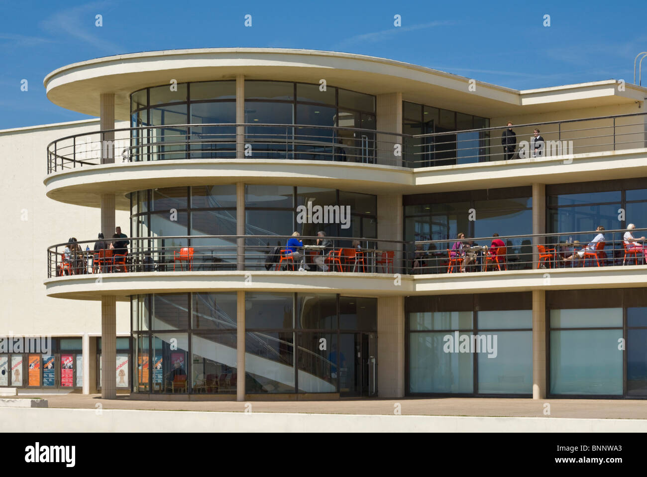 Außenarchitektur Details der De La Warr Pavilion, Bexhill am Meer, East Sussex, England, GB, UK, EU, Europa Stockfoto