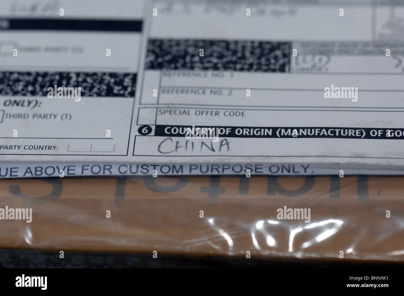 Paket Aus China Mit Papierkram Die Darauf Hinweist Dass Das