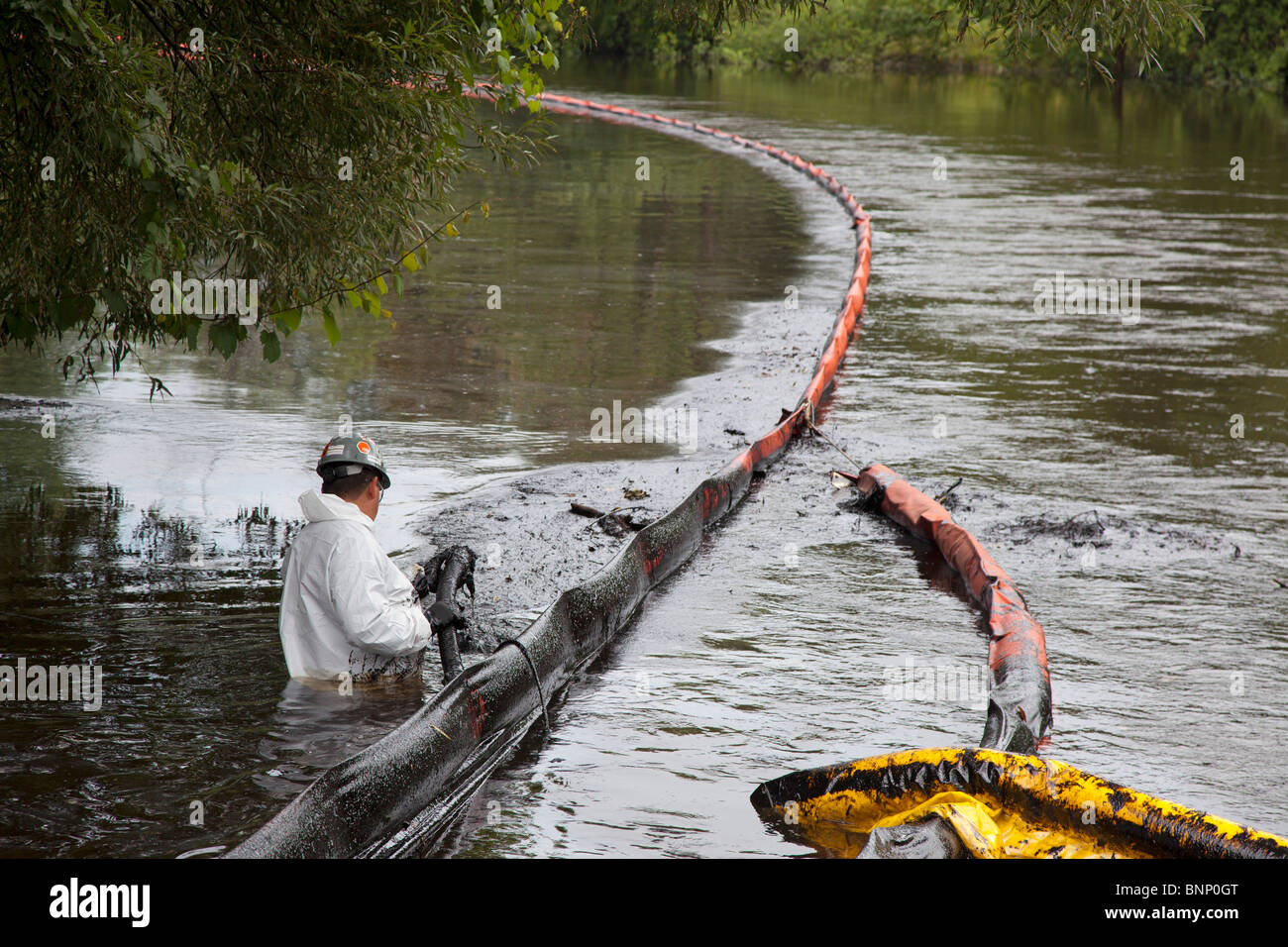 Oil Spill Cleanup Stockfoto