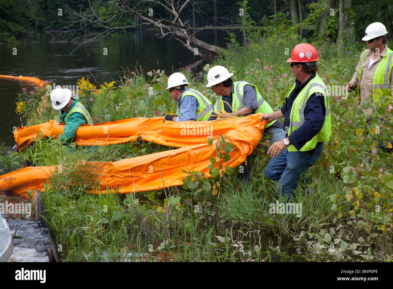 Oil Spill Cleanup Stockfoto