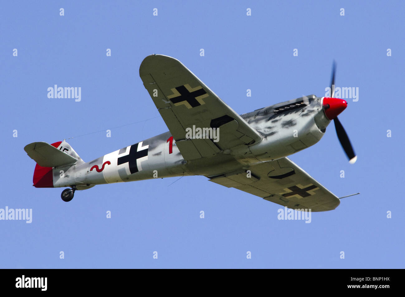 Messerschmitt Bf109G (Hispano HA-1112 MIL Buchon) Luftwaffe Camouflage System. Stockfoto