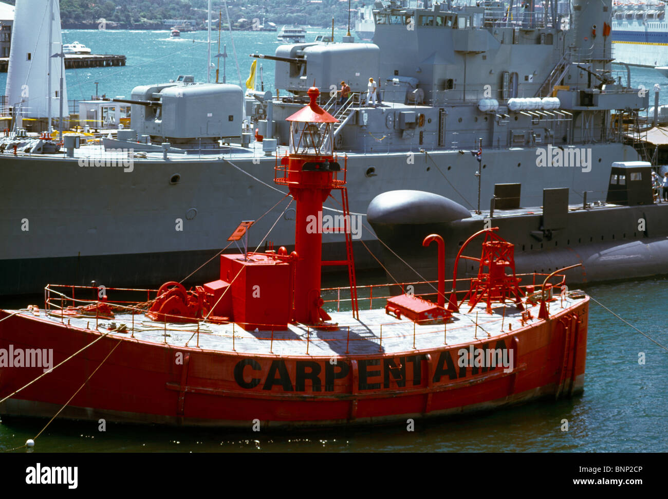 Sydney New South Wales Australia Darling Harbour - Carrentaria CLS4 Unbemannte Lightship in Service 1917 - 1985 jetzt auf der Australian National Marit zu sehen Stockfoto