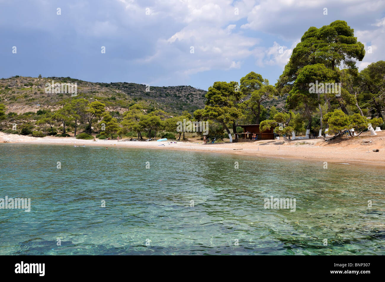 Agia Paraskevi-Strand, Insel Spetses, Griechenland Stockfoto