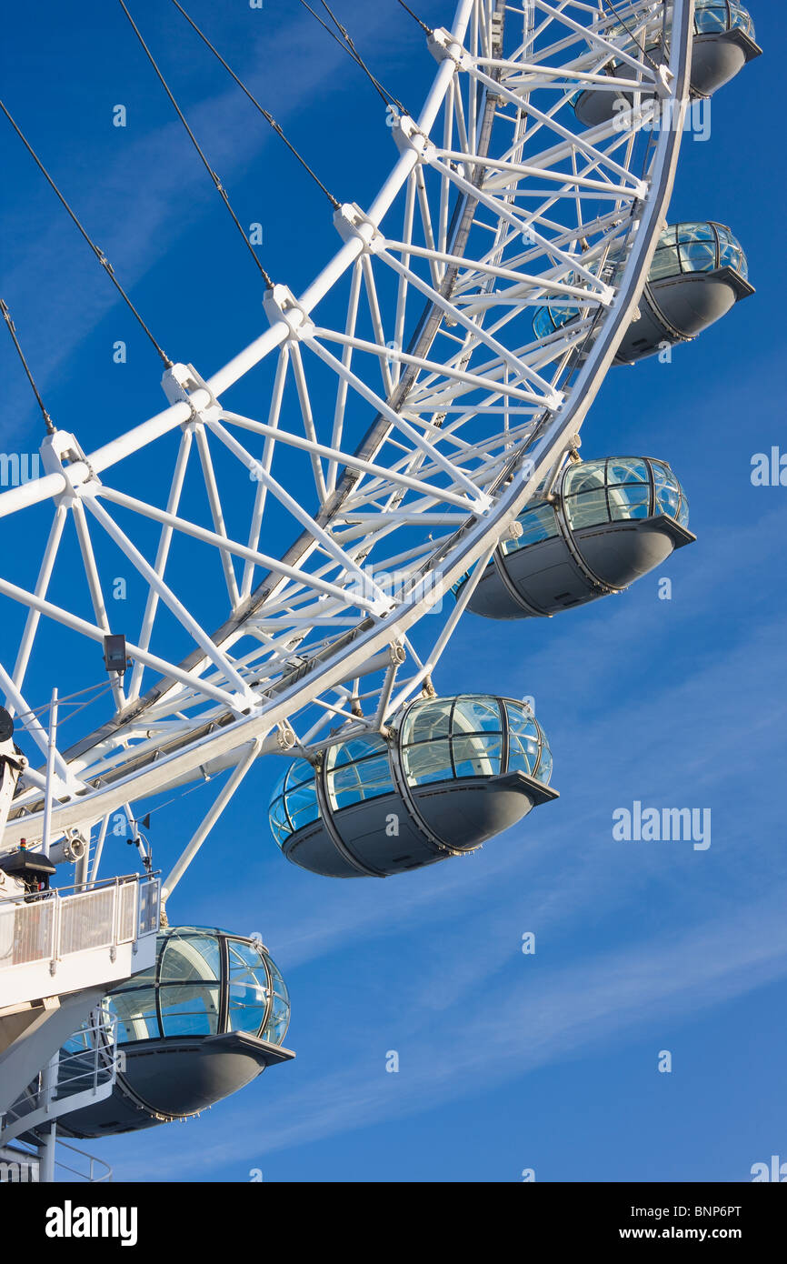 Nahaufnahme des London Eye, London, Vereinigtes Königreich Stockfoto