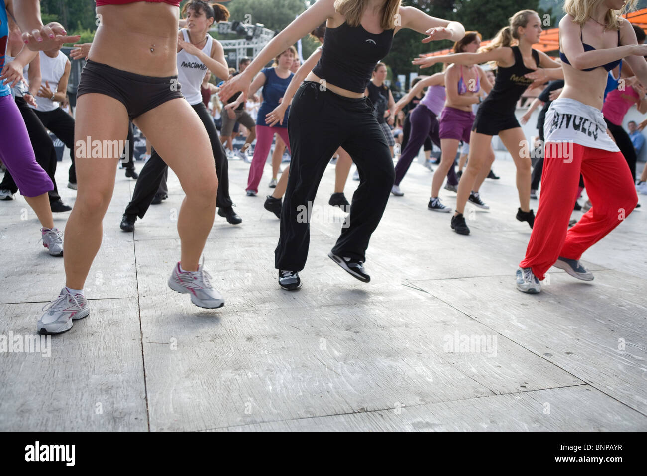 Im freien Open-Air Fitness Aerobic Fitness-Studio in Rom Italien Stockfoto