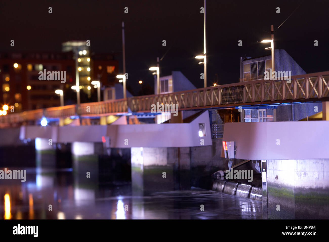 Lagan Weir Belfast Nordirland Vereinigtes Königreich. Fotografiert mit einem Tilt-Shift-Objektiv für fotografische Perspektivenwechsel Stockfoto