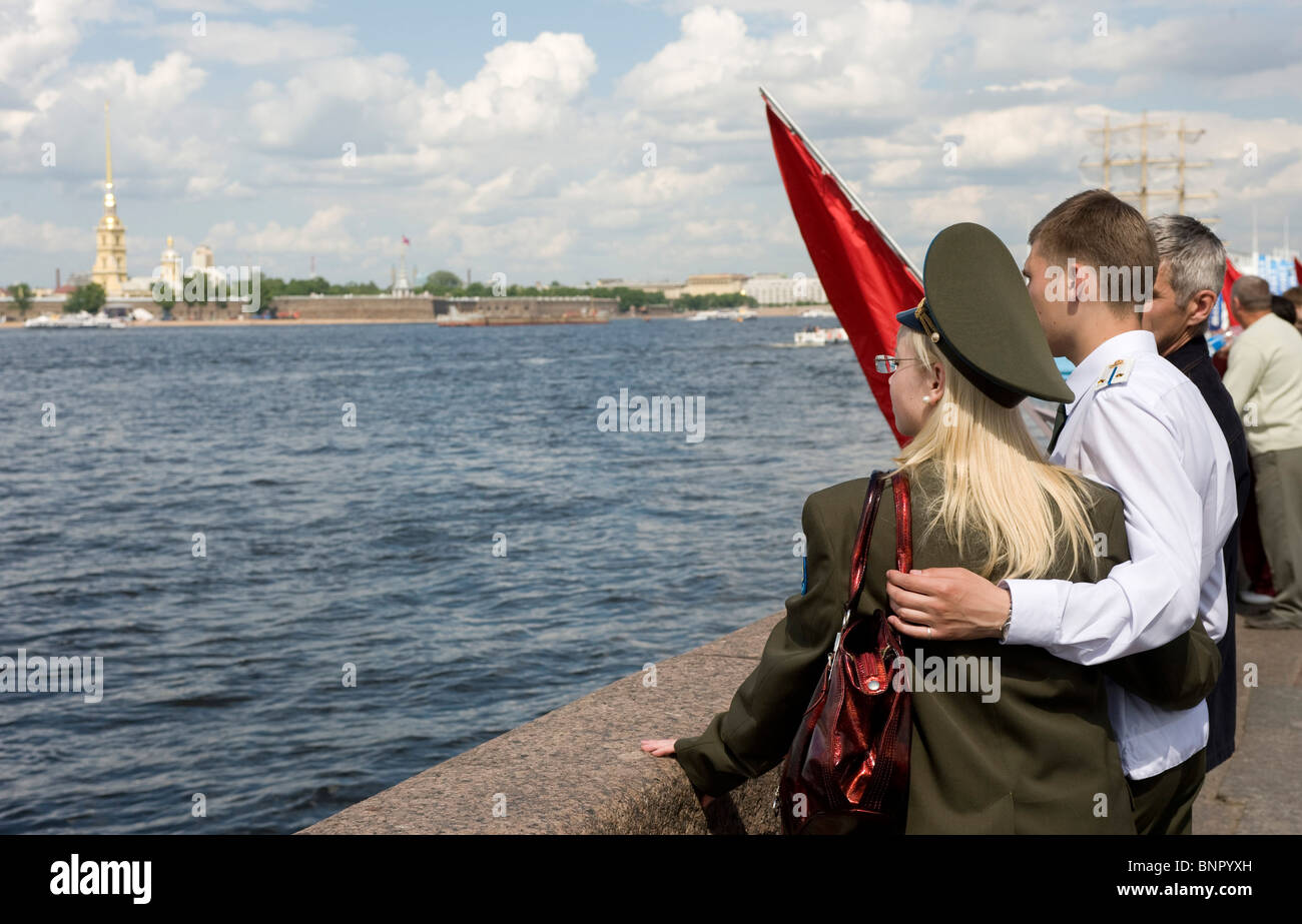 Ein Blick auf die Newa, Sankt Petersburg, Russland Stockfoto
