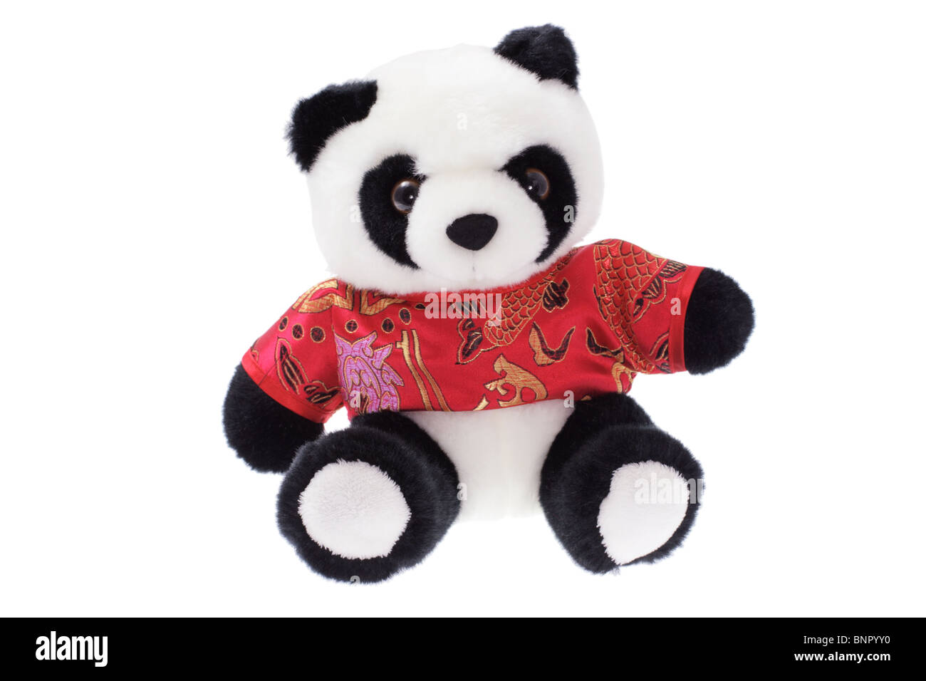 Spielzeug-Panda in chinesische Kostüm Stockfoto