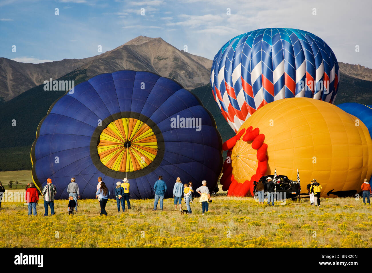 Heißluftballons am jährlichen Balloona Vista-Festival, Buena Vista, Colorado, USA Stockfoto