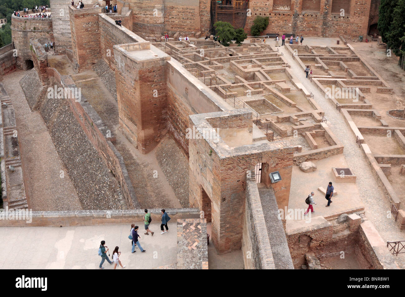 Luftbild von der Alcazaba aus dem Torre De La Vela in der Alhambra Granada Andalusien Spanien Europa Stockfoto