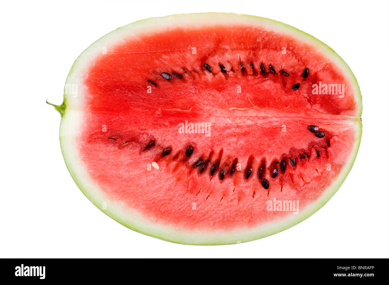 Objekt auf weiß - Wassermelone essen Nahaufnahme Stockfoto