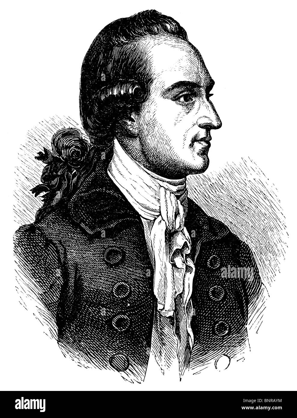 Johann Wolfgang von Goethe (1749 – 1832), deutscher Schriftsteller, nach einem Porträt aus dem Jahr 1779, als junger Mann Stockfoto