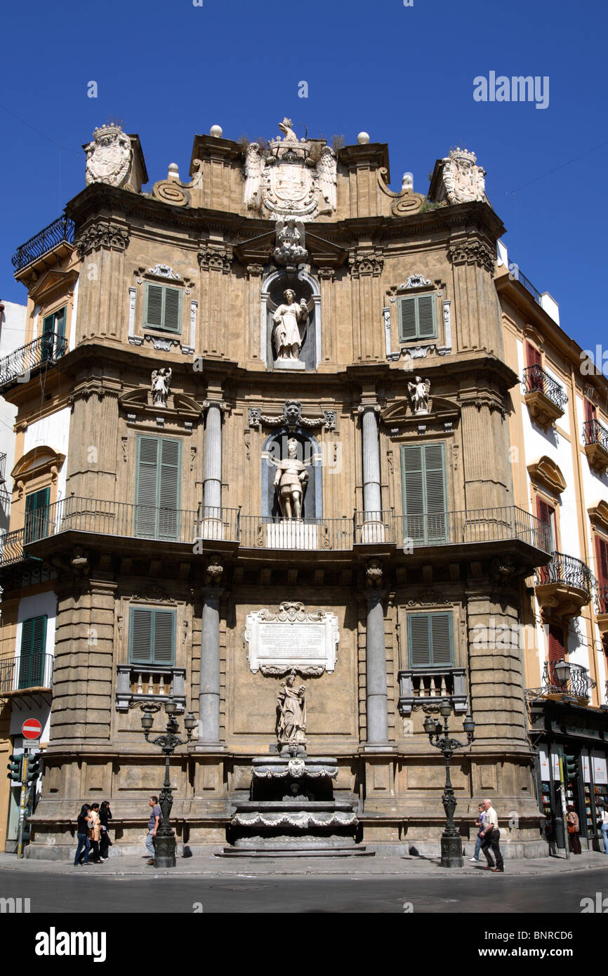 Quattro Canti oder Vigliena Quadrat, Palermo, Italien Stockfoto