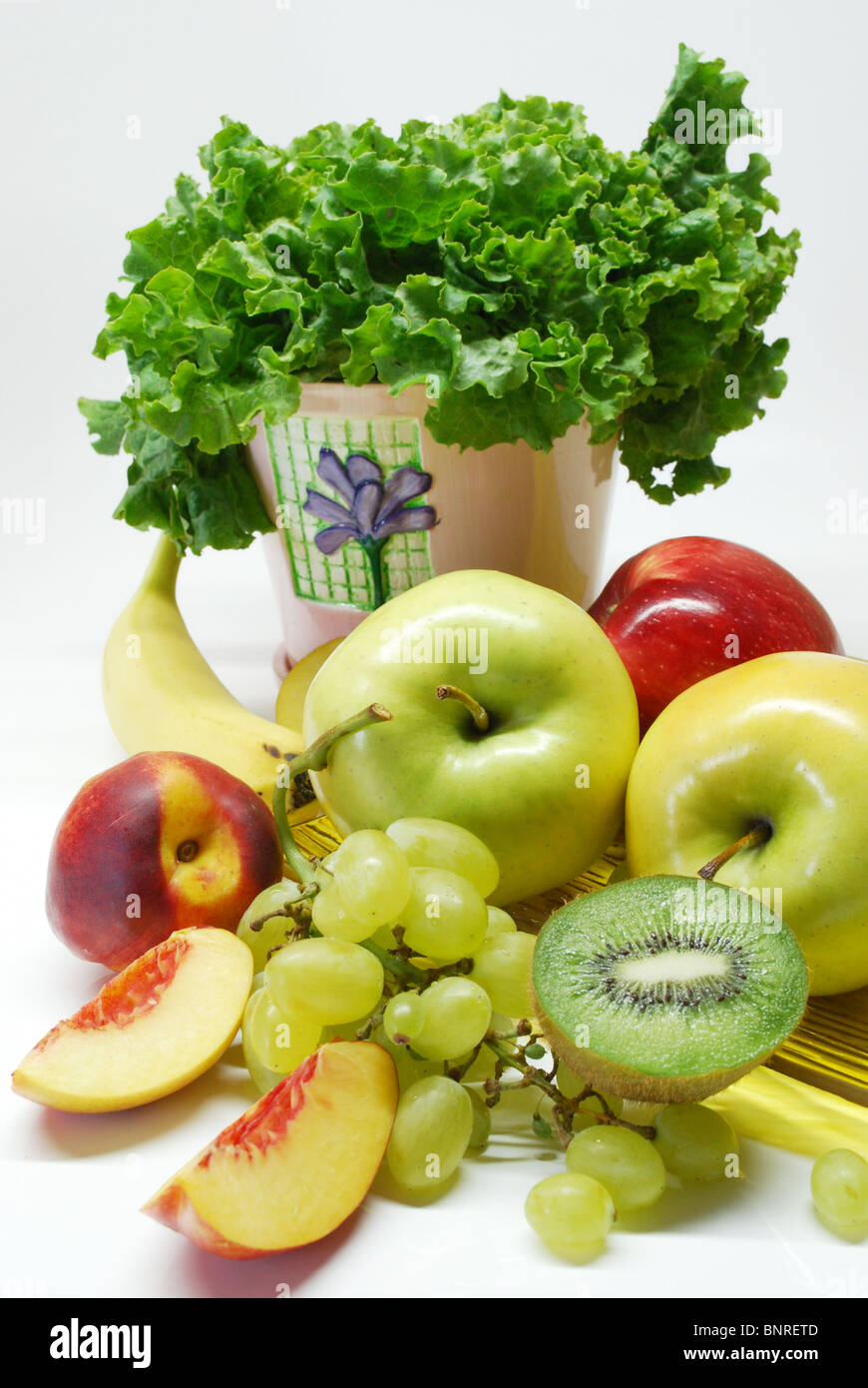 Zusammensetzung von frischem Obst und Gemüse Stockfoto