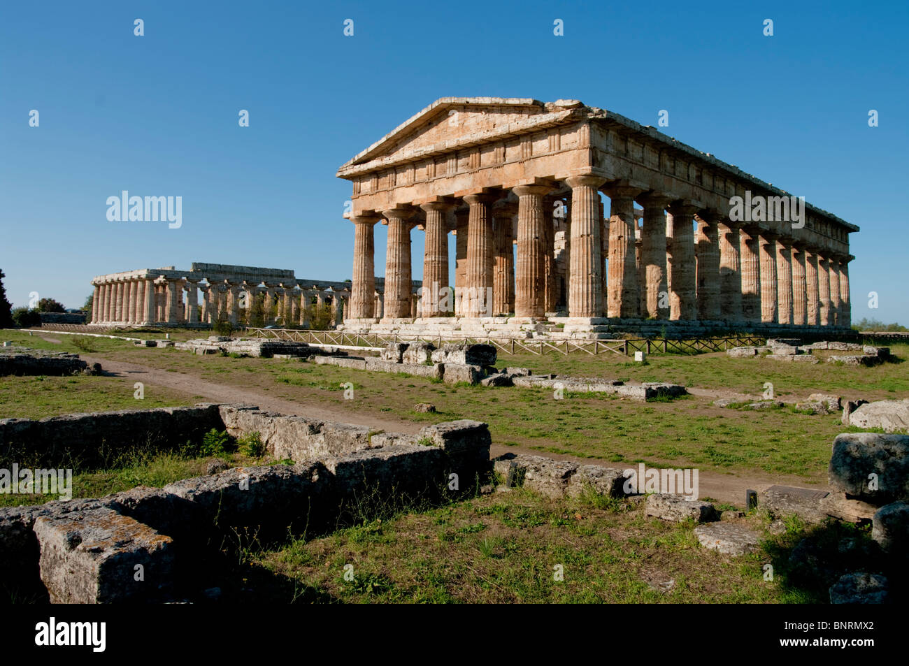 Europa, Italien, Paestum, Hera, Ruinen, Kampanien, Tyrrhenischen Küste Stockfoto