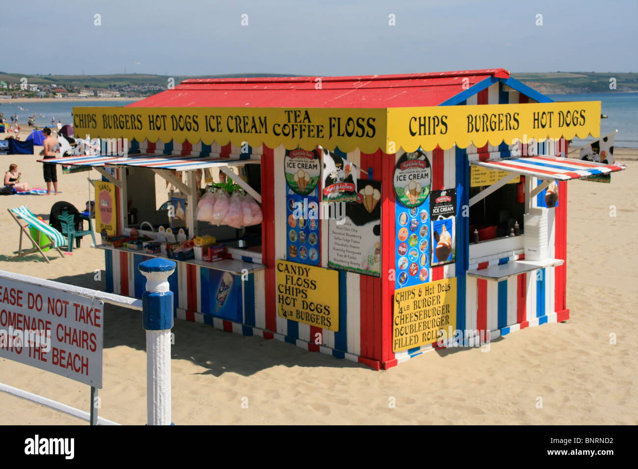Imbissstand auf Weymouth Strand Dorset England uk gb Stockfoto