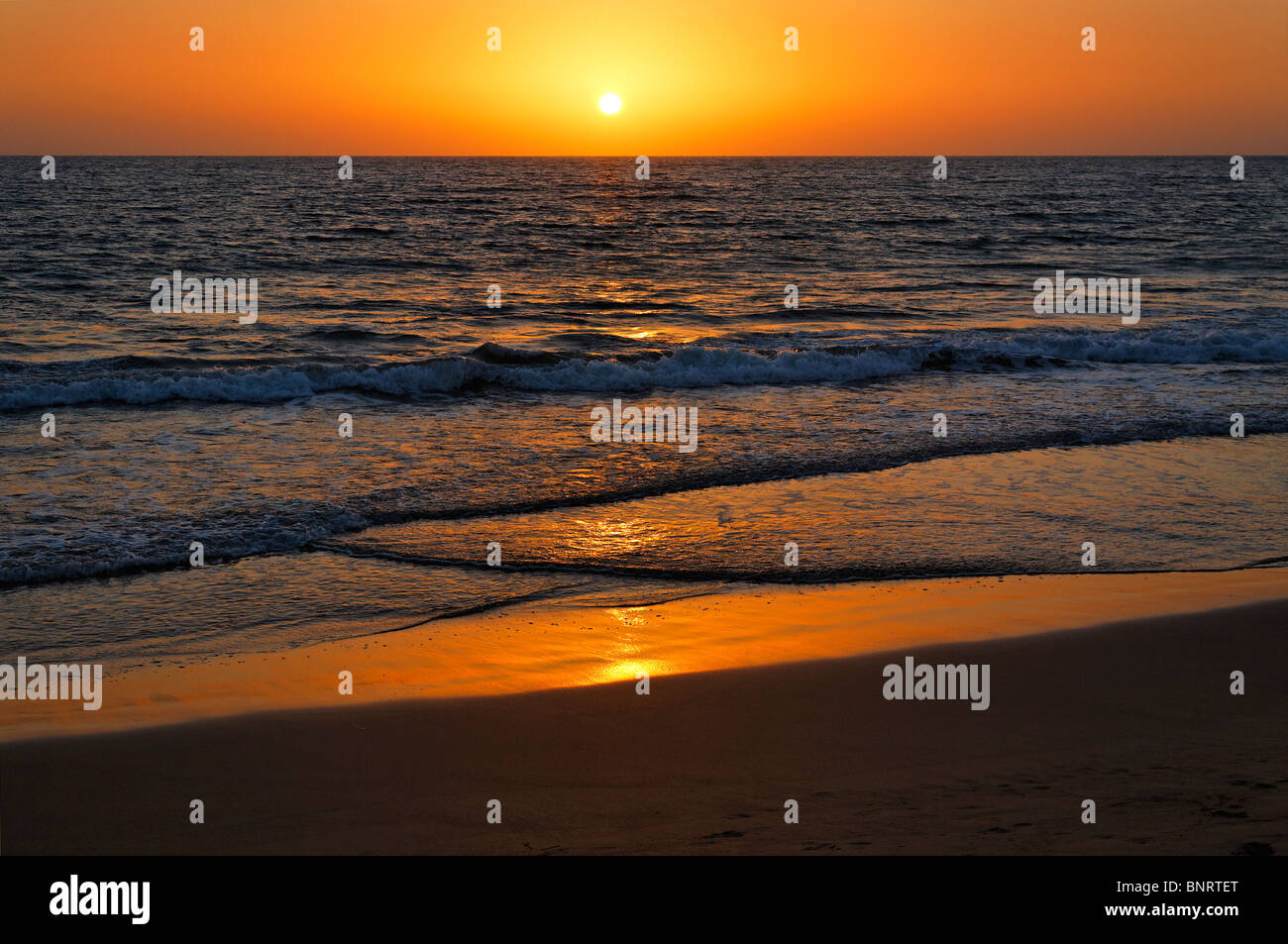 Indien - Goa - Agonda Beach - Sonnenuntergang am Strand Stockfoto