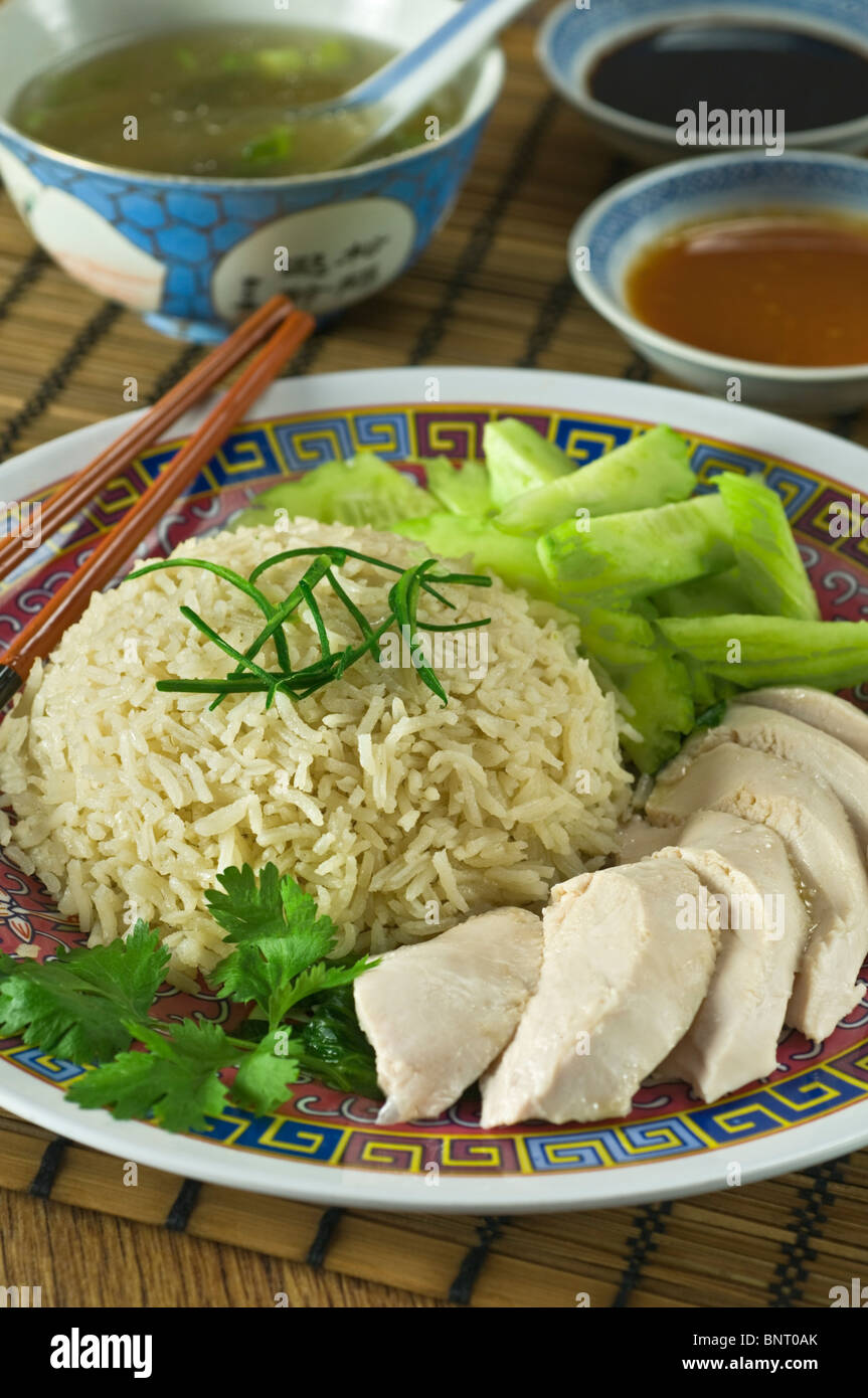 Singapur Malaysia Food-Huhn mit Reis Stockfoto