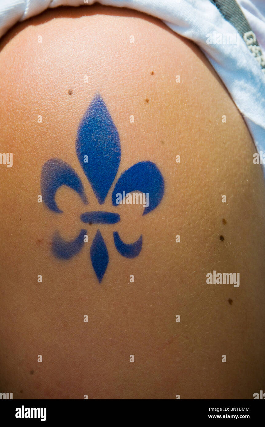 Fleur de Lys (Symbol der Provinz von Quebec) auf der einen Seite Montreal Kanada Stockfoto