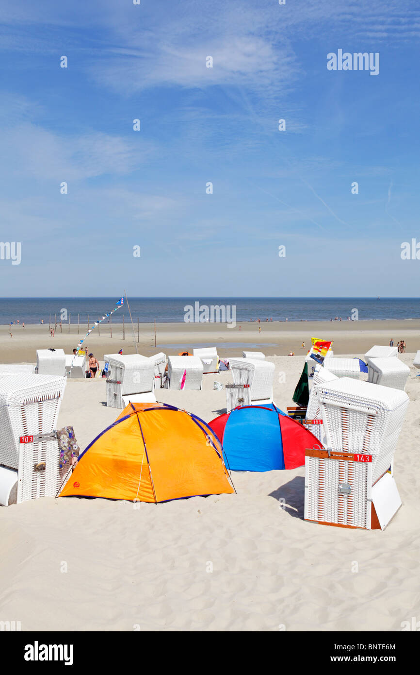 Strand, Insel Wangerooge, Ostfriesland, Niedersachsen, Deutschland Stockfoto