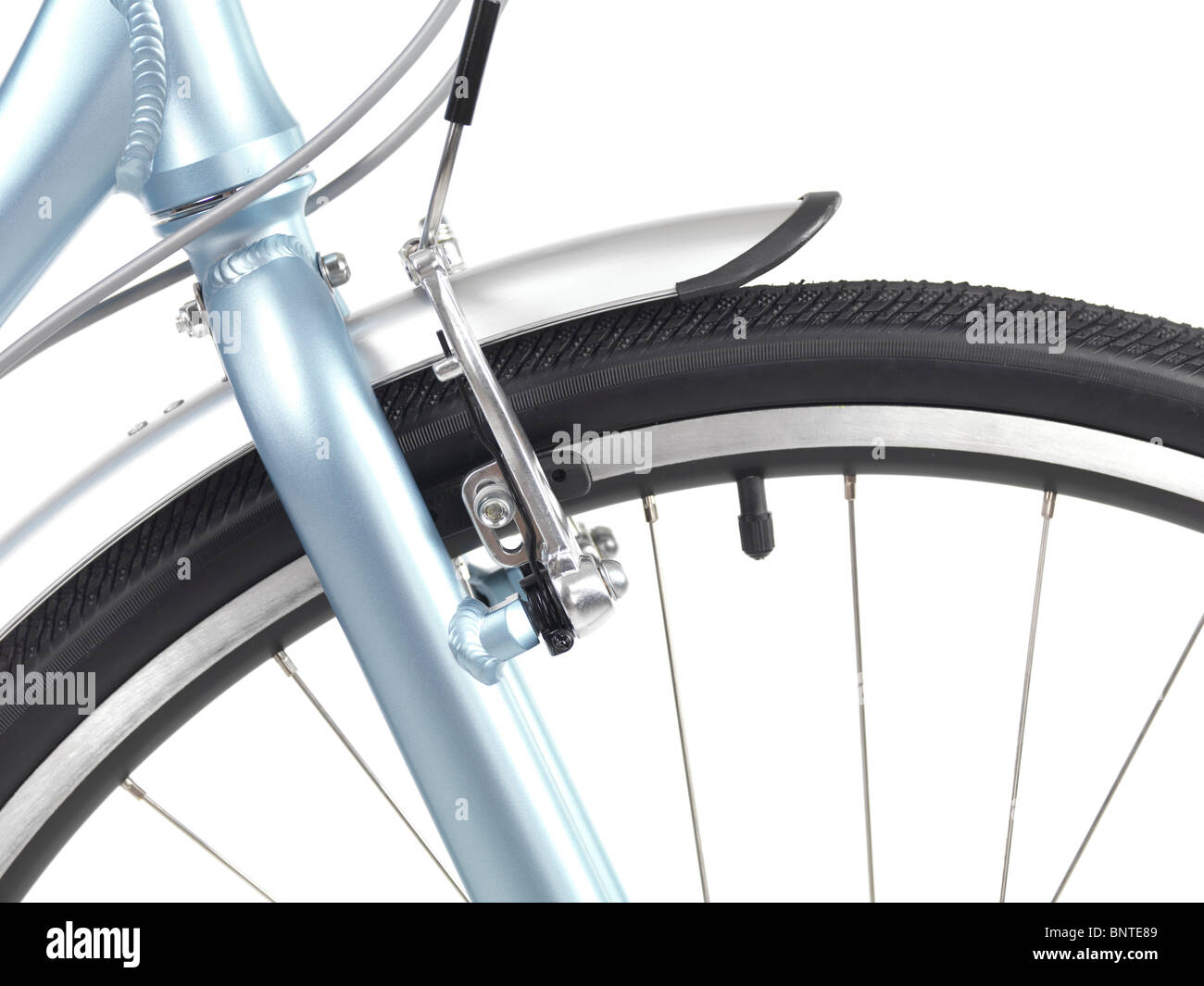 Nahaufnahme der vordere Felge Bremsen eines Fahrrads Stockfoto