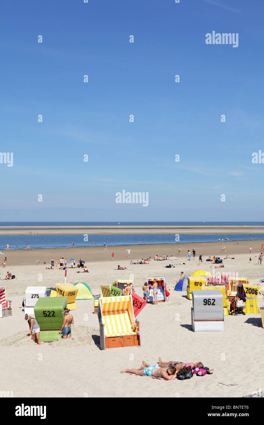 Strand, Insel Langeoog, Ostfriesland, Niedersachsen, Deutschland Stockfoto