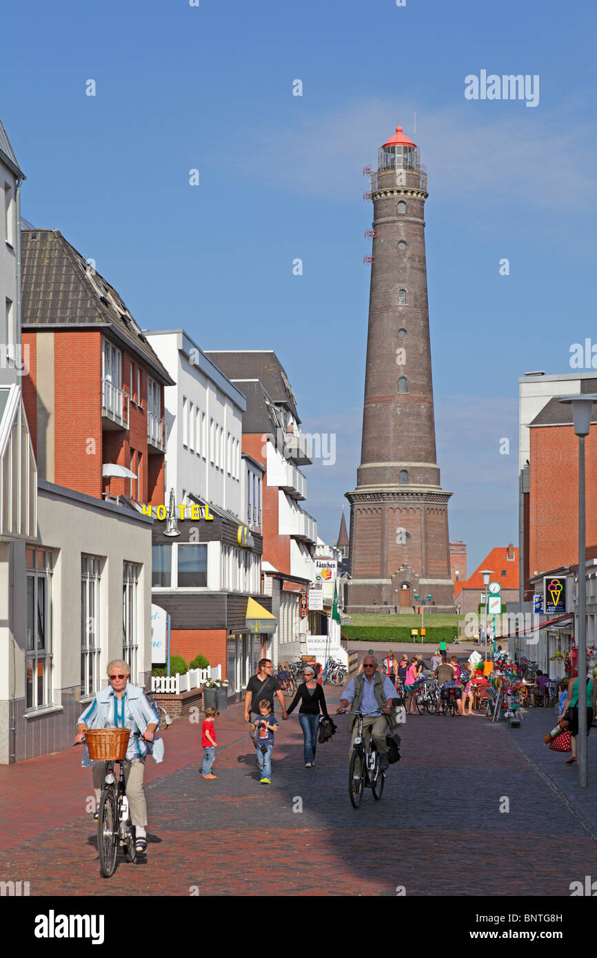 neuer Leuchtturm, Stadt Borkum, Insel Borkum, Ostfriesland, Nordseeküste, Niedersachsen, Deutschland Stockfoto