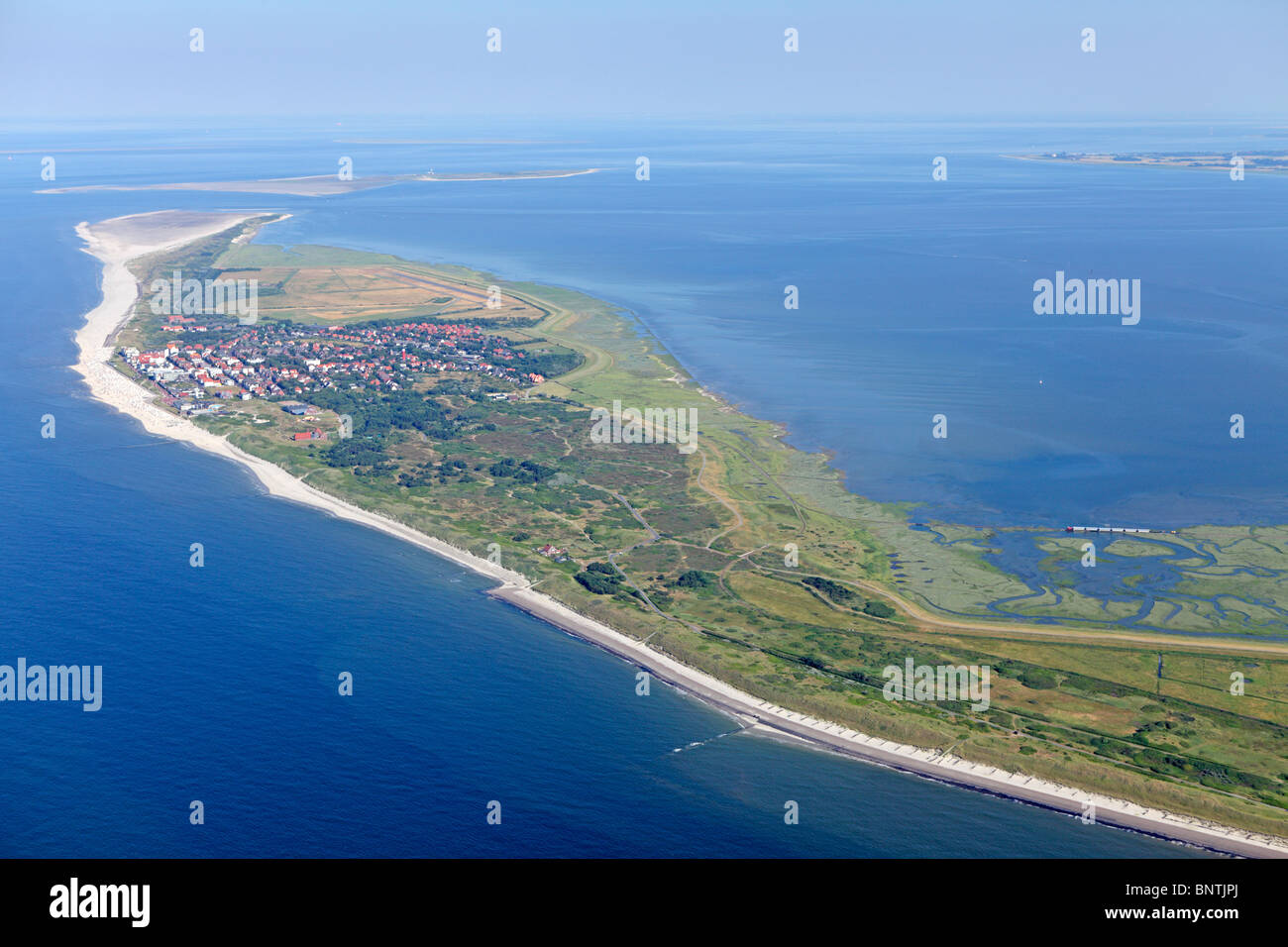 Luftaufnahme von Wangerooge Insel, Ostfriesland, Niedersachsen, Deutschland Stockfoto