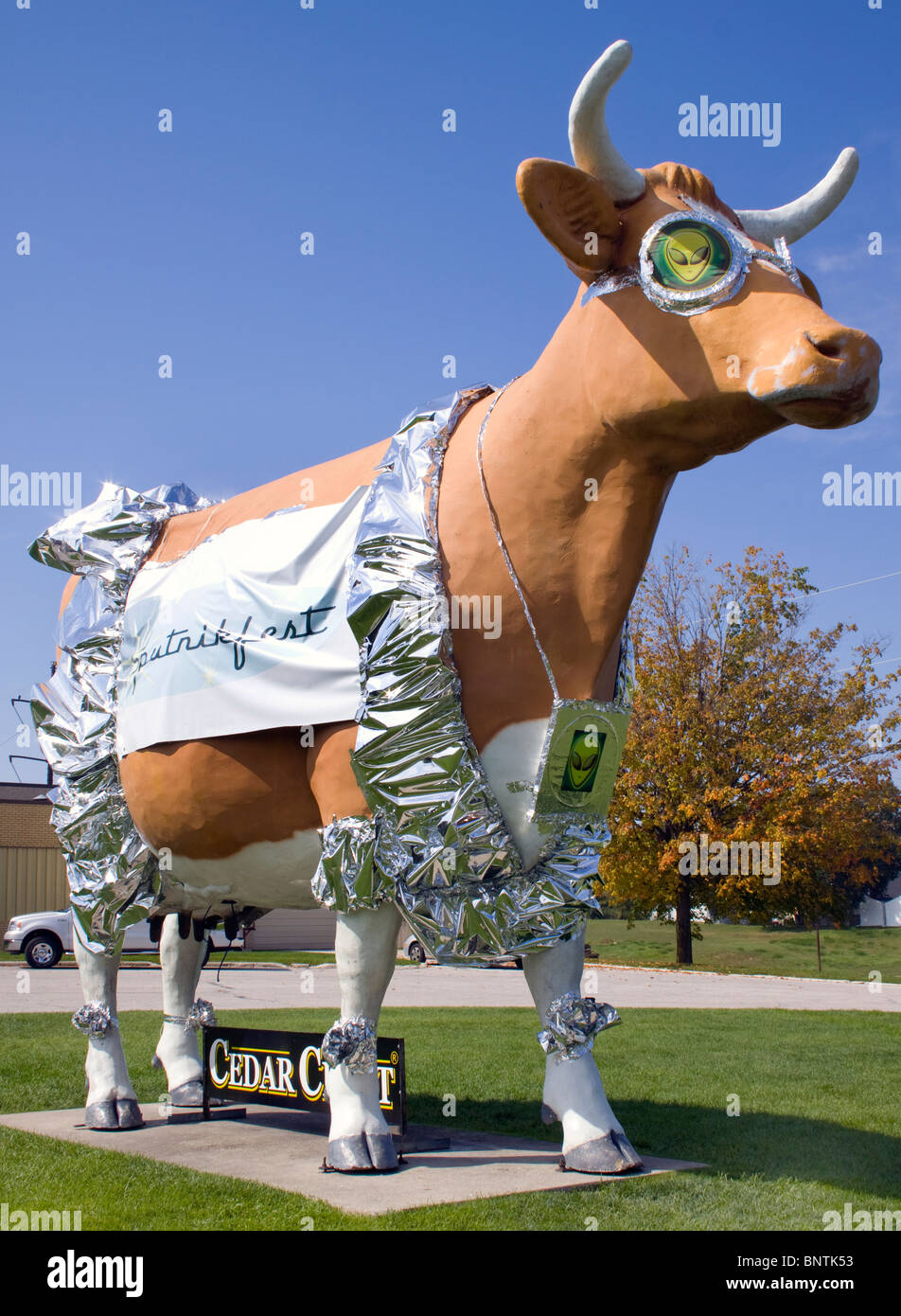 Cedar Crest Alien Kuh in Manitowoc Wisconsin Stockfoto