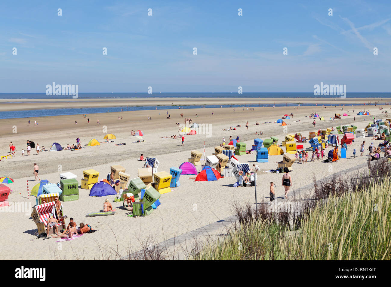 Strand, Insel Langeoog, Ostfriesland, Niedersachsen, Deutschland Stockfoto
